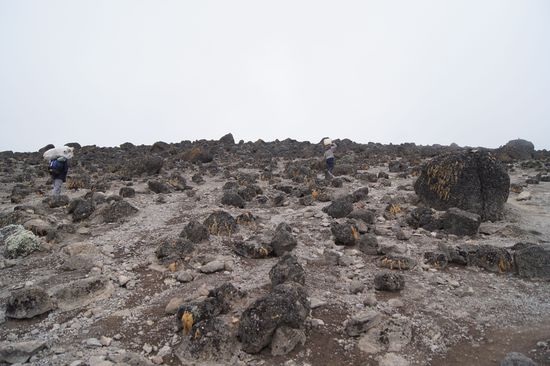 Stundenlang durch die Geröllwüste, hoch nach Barafu, dem Basislager