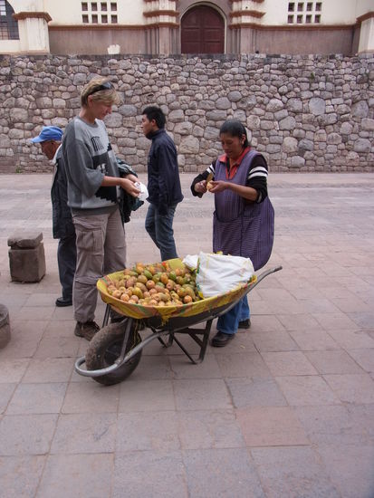 die Kaktusfeigen schmecken am besten frisch gepellt von der Schubkarre