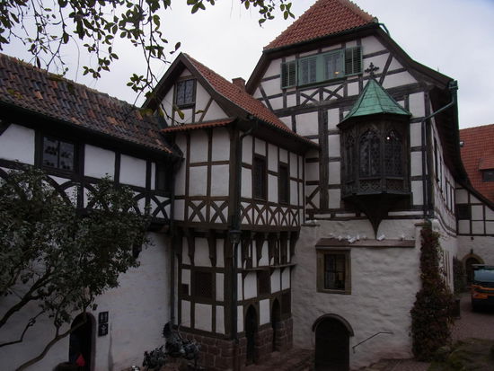 Wartburg (im Hintergrund weiße Turteltauben)