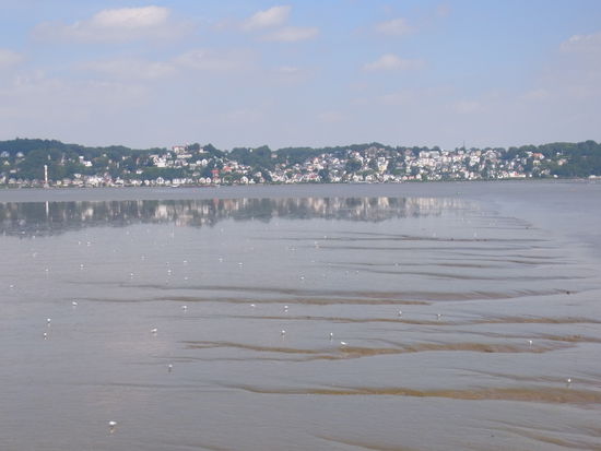Ebbe-Elbe-Blick von Cranz auf Blankenese