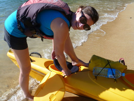 Corinna macht schonmal das Kanu klar