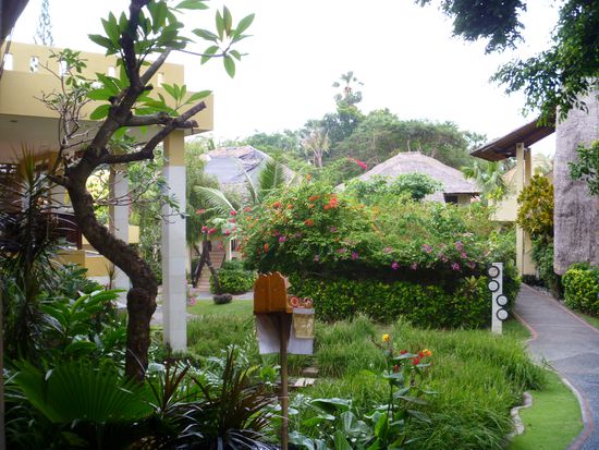 Der wunderschöne Garten vom Mercure Resort. Alles grünt und blüht.