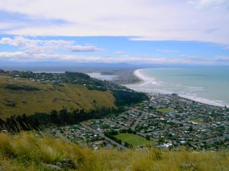 Blick ueber Sumner nach Christchurch