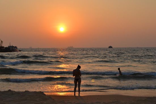 Sunset am Strand von Calangute.