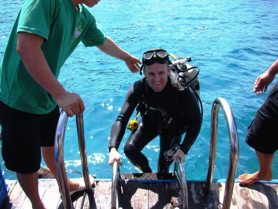 Armin nach seinem zweiten erfolgreichen Tauchgang.