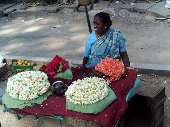 Strassenverkaeuferin auf dem Weg nach Ooti, 2200 M.u.M.