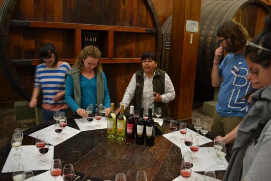 Beim Weindegustieren