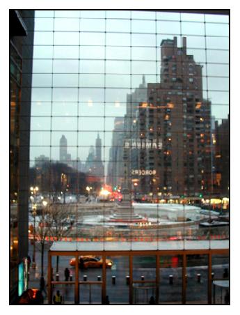 Blick aus einem Kaufhaus auf den Columbus Circle