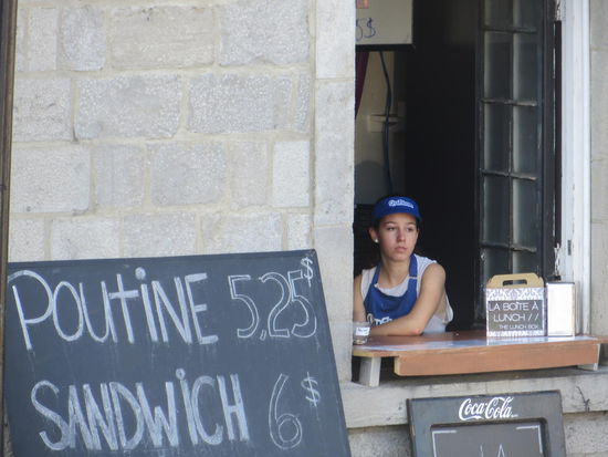Poutine -klassisches franz.-kanadisches Gericht aus Pommes mit überbackenen Käsesstückchen und Sauce