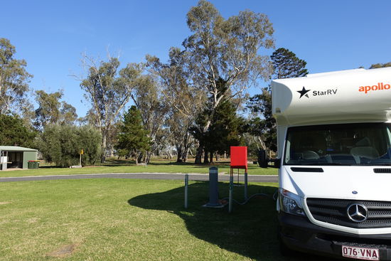 Heute früh auf dem Campingplatz. Da wir ja im Dunkeln ankamen, sahen wir erst morgens, wie es dort aussieht.