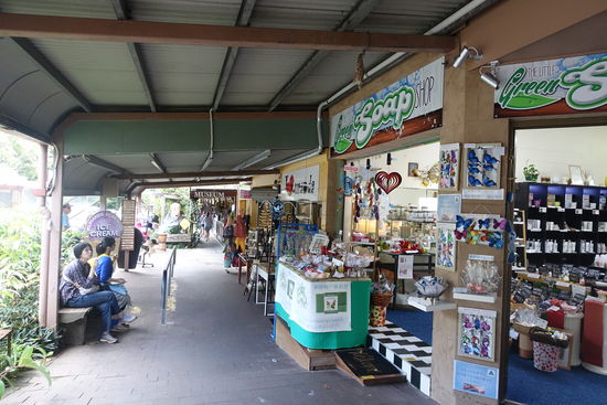 Der kleine Ort Kuranda in den Atherton Tablelands lebt vom Tourismus. Es gibt eine Hauptstraße mit kleinen Geschäften und Cafés und zwei Märkte mit Allerlei...einen kleinen Weg durch den Regenwald, ein Butterfly Sanctuary...