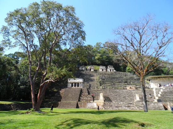 Bonampak - nur zur Erinnerung: laut Aussage des Deutschen kann man sich Bonampak sparen. Gut das wir nicht auf ihn gehoert haben.
Der Tempel ist zwar nicht so spektakulaer aber dafuer die super gut erhaltenen Wandmalereien (kommt auf den Fotos leider nicht so gut rueber wie im Original da man nur ohne Blitz fotografieren darf).