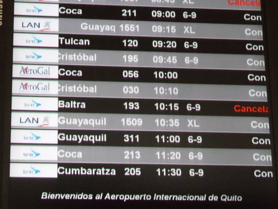 Gut das ich mit LAN und nicht mit TAME geflogen bin, die haben ihren Flug gecancelt.