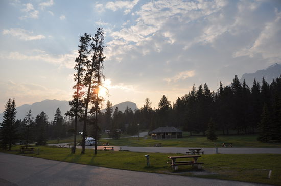Sonnenuntergang am Tunnel Mountain Campground in Banff