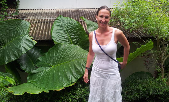 Dank dem guten Reiseführer den ich mit hatte, fanden wir eine ruhige grüne 'Oase' inmitten des Rummels, Fantasy Bungalow. Mit vielen grünen kleinen Blättern