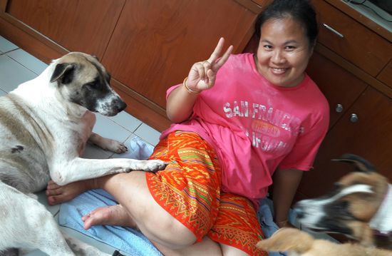 "Tum" -  wechselt Verbände, hilft täglich x mal das Haus zu kehren und wischen.