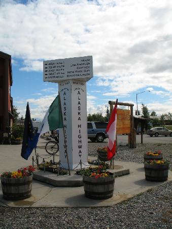 Das Ende des AlCan in Delta Junction, Alaska