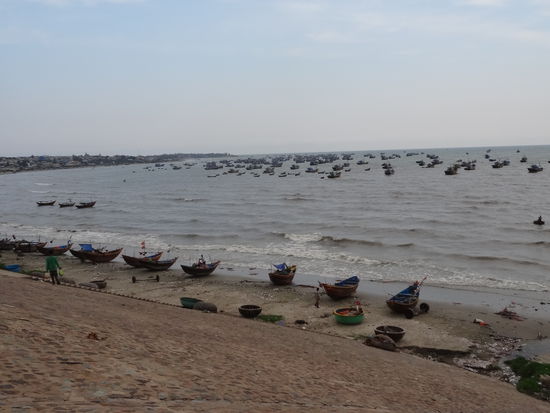 Hunderte Fischerboote vor dem Fischerdörfchen Mui Ne.