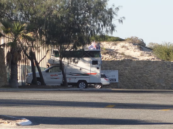 Parkplatz am Pier, wo wir unsere erste Nacht im Camper verbracht haben.