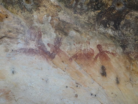 Aborigines Zeichnungen in 'Tunnel Creek'.