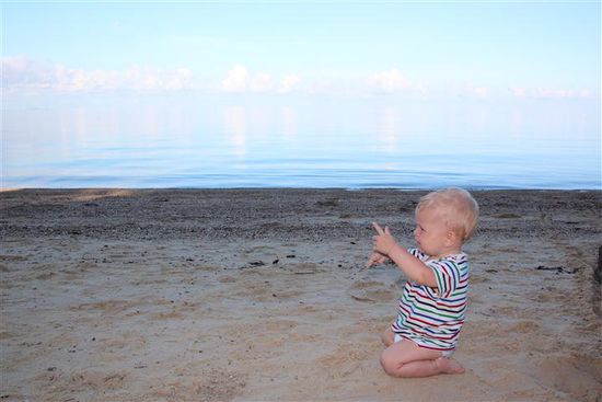 Ole bei seiner Morgengymnastik am Strand!