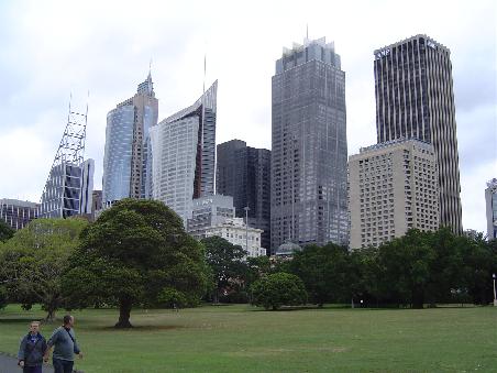 Skyline-Blick vom Royal Botanic Garden aus.