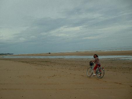 Radfahren am Ebbestrand