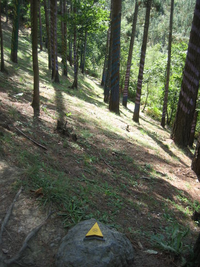 Markierter Standpunkt für den idealen Blickwinkel