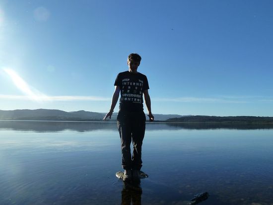 Balanceakt am Lago Huillinco.