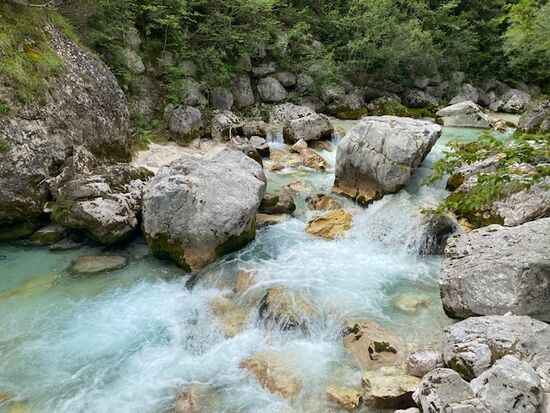 Zusammenfluss des Soča und der Mlinarica