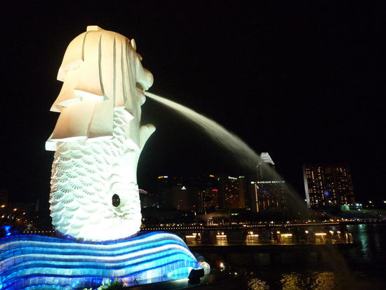 ...das dem Merlion, dem eigentlichen Wahrzeichen Singapurs, doch glatt die Show stiehlt...