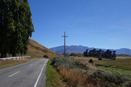 Auf dem Weg zum Roy's Peak, immer schön die Straße entlang und den Daumen raushalten