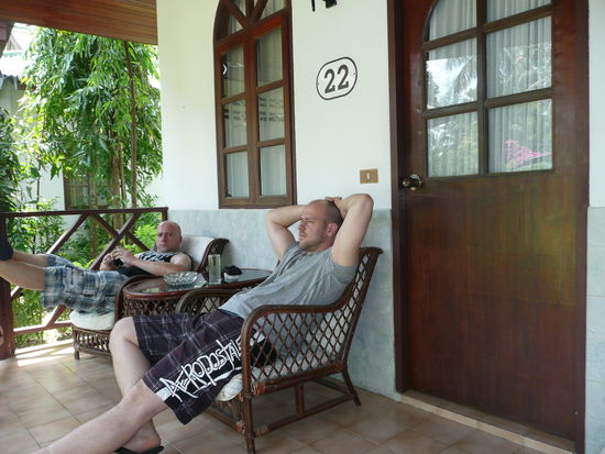 Chillen nach der Ankunft....Erschöpfung und Schlafmangel pur!