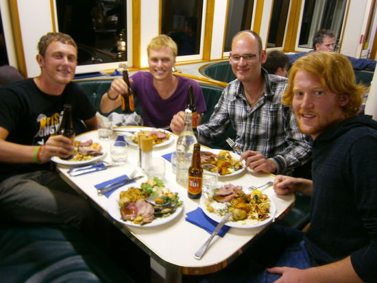 Die 3 Holländer und ich beim Dinner.