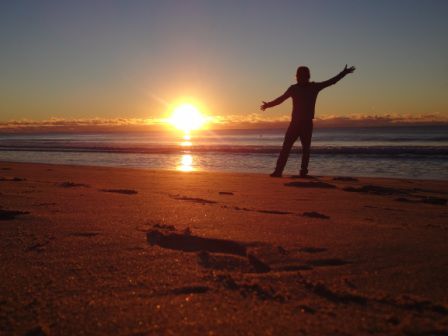 ... und nochmal ich im Sonnenaufgang.