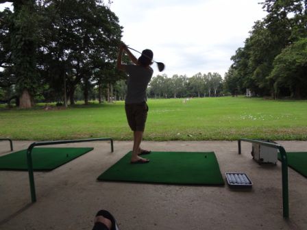 Wir beide beim Golfen...