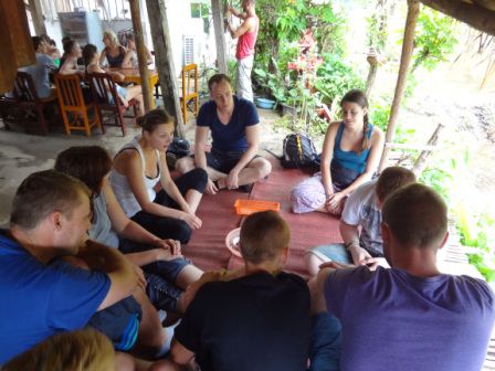 Die Gruppe beim Lunch auf dem Hinweg.
