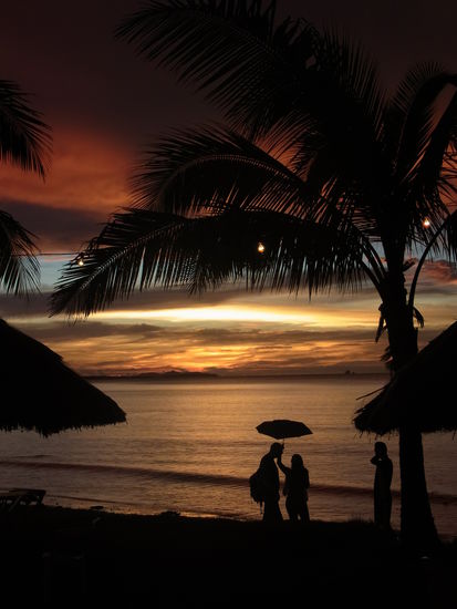 Der Sonnenuntergang noch vom Festland, und der war schon schön.