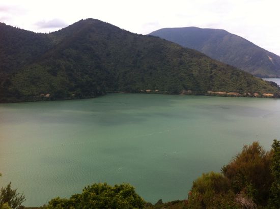 Blick von einem der Aussichtspunkte auf dem Queen Charlotte Drive