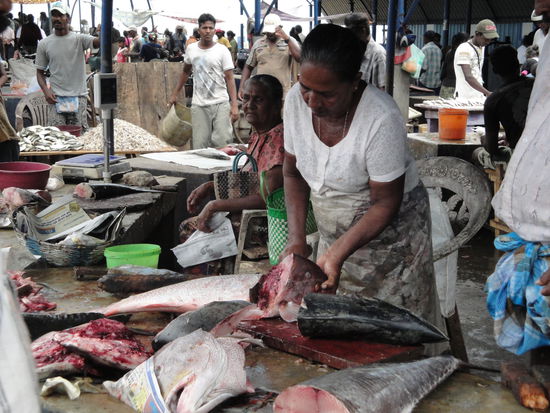Markt in Negombo, Magenflattern nicht ausgeschlossen.
