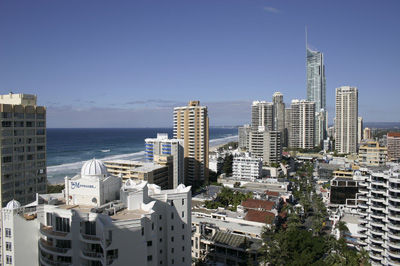 This picture was taken from the balcony of our suite! and shows the hotels of Surfers Paradise. They are the most expensive in Australia.