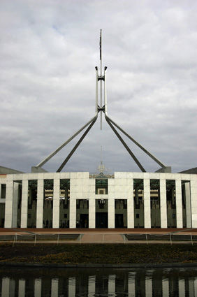 Das neue Parlamentsgebäude in Canberra...