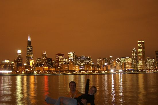 Blick vom Adler-Planetarium auf die schöne Skyline von Chicago.