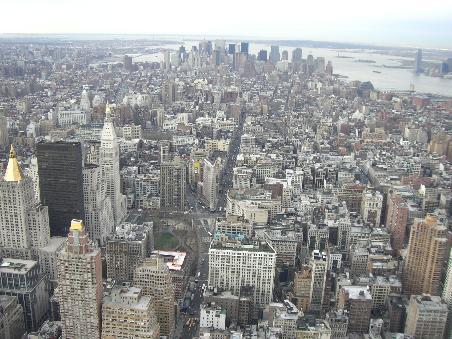 Blick Süden mit Statue of Liberty u. Ellis Island (rechts oben)