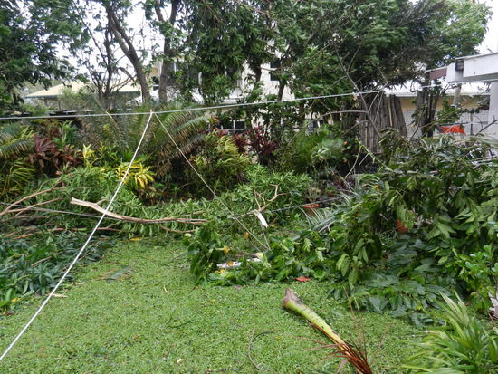Der Garten am Tag danach.  
...von allen Gaesten waren wir die Einzigen, die beim Aufraeumen halfen!