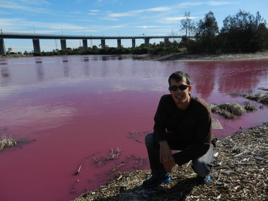 Echt krass, der ist wirklich voll pink! Hilfe! Keine Ahnung was die da rein geschuettet haben ...