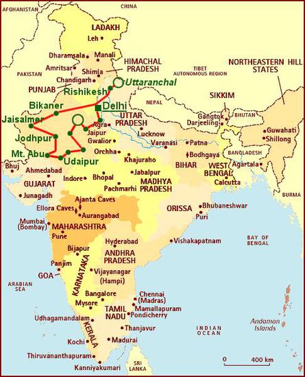 Die Region Uttaranchal, östlich von Rishikesh.