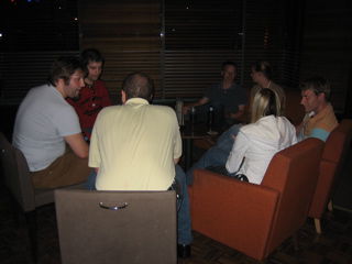die Truppe von Sa Abend von li: Björn (aus Borg), Marc (Stuttgard), Mexikaner, Corinna, Olli (Flensburg), Elisabeth und Fred (Hannover)