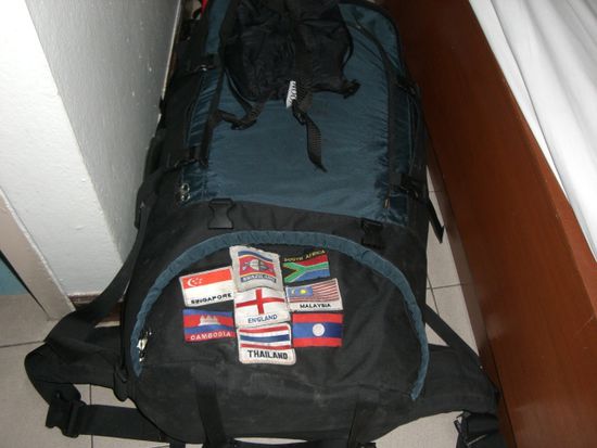 Mein Rucksack. Schon bald folgt ein neuer Sticker.