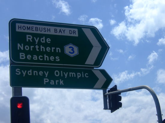 Wegweiser zum Olympischen Park.